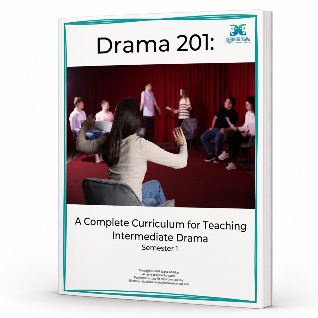 A woman teaching students in a theatre